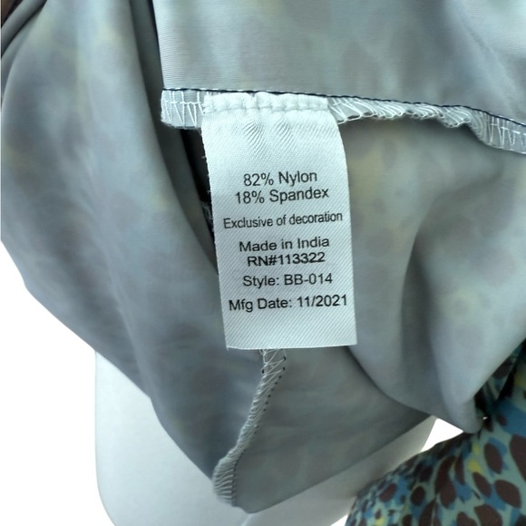 Chelsea & Gunn Elegant Blue & Green Neon 3/4 Sleeves Dress Size Xsmall - Picture 7 of 8